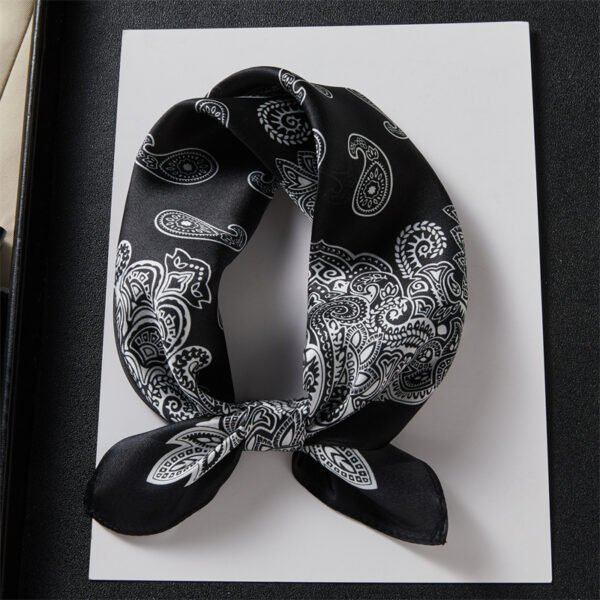 Black Four-Panel Silk Authentic Silk Scarf
