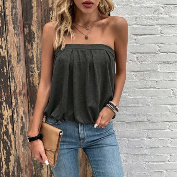 Wrinkled Off-shoulder Loose-fit Versatile Slimming Bandeau With No Straps