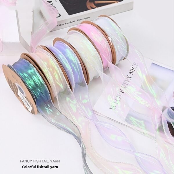 Fishtail Yarn Floral Flower Gift Bouquet Diy Material Package Colorful Wave Ribbon