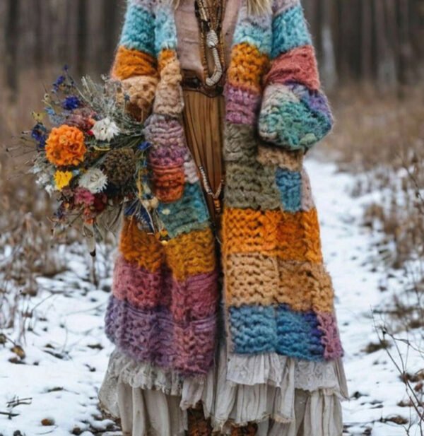 Rainbow-print Womens Hooded Dress-cape