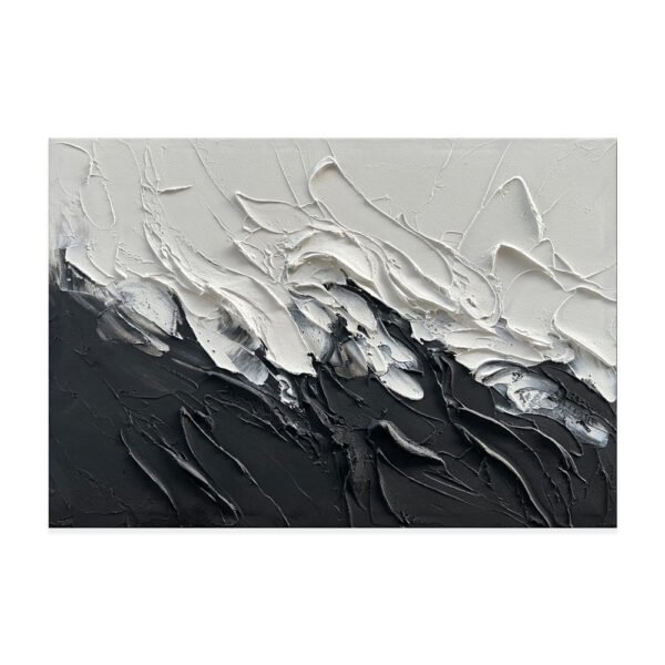 Simple Design Handmade Black And White Knife Thick Oil Painting On Canvas Abstract Wall Art Decor For Living Room Decor As Gifts