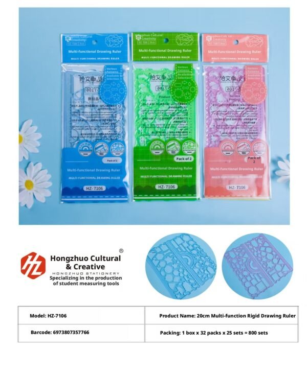 Drawing template ruler-random color-2 pieces-1 set